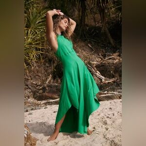NWT Free People FP Beach Lovely Ivy Green Midi Dress Size S Sold Out